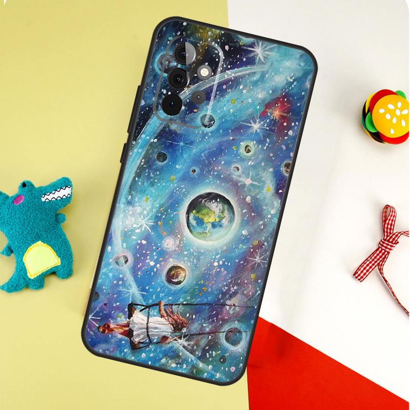 Moon Stars Space For Samsung Galaxy A53 A33 A13 A54 A34 A14 A55 A35 A15 A05 A06 A16 A22 A32 A52 Phone Case