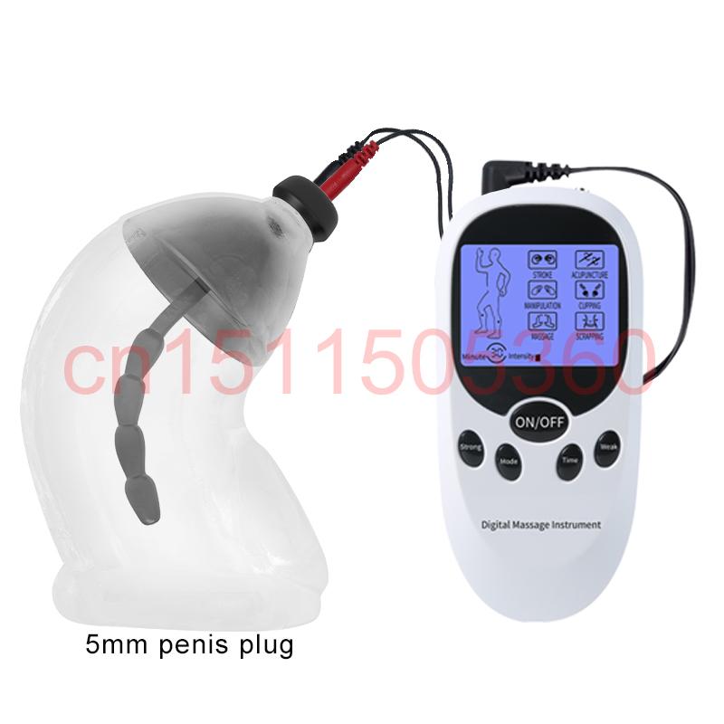 Taser Electric Shock Male Chastity Cage With Urethral Sounding Electro Stimulation Sex Toys Estim Penis Ring/Plug Ball Stretcher