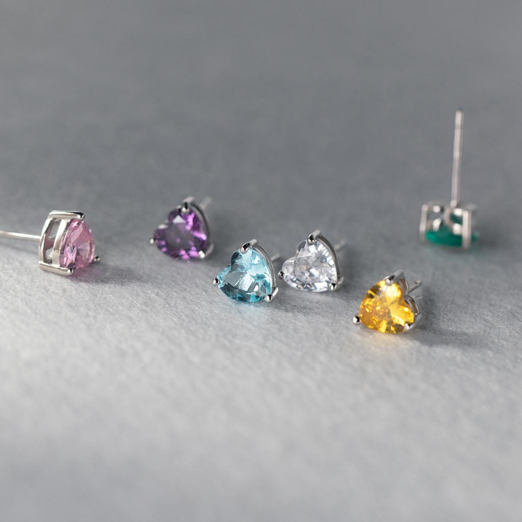 925 Sterling Silver Heart Zircon Piercing Stud Earrings Wedding Luxury Elegant Jewelry For Woman Wholesale Accessories