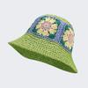 Flower Knitted Raffia Hat, Flower Rattan Bucket Hat, Straw Hat