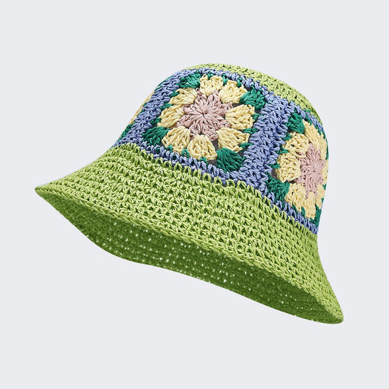 Flower Rattan Bucket Hat Straw Hat brown