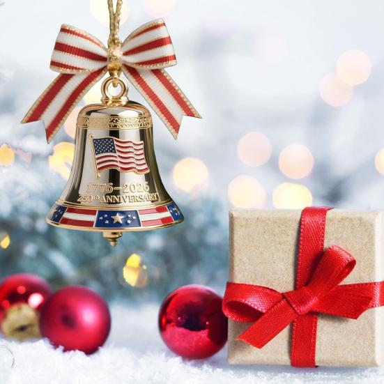 United States 250th Anniversary Bell Ornament Commemorative Patriotic Christmas Tree Hanging Bell Decoration Holiday Party Pendant