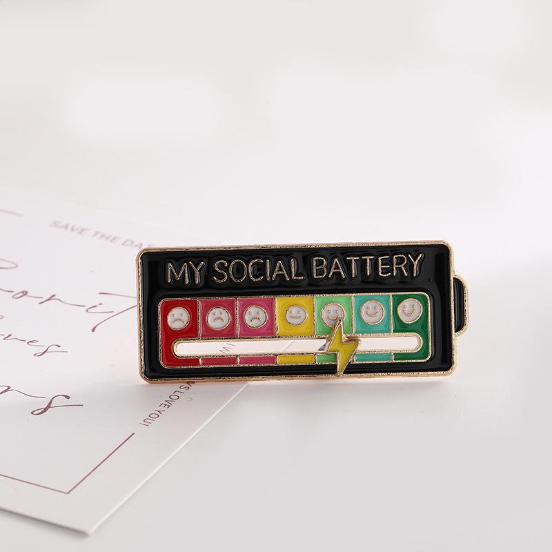 New Mood-Changing Sliding Brooch: Valentine's Day Pin for Couples - Social Battery Theme.