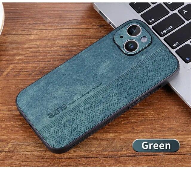 

Бизнес-чехол для телефона из искусственной кожи ягненка для iPhone 15 14 13 12 11 Pro Max 14Plus противоударный бампер защитная задняя крышка для объектива iPhone x зелёный