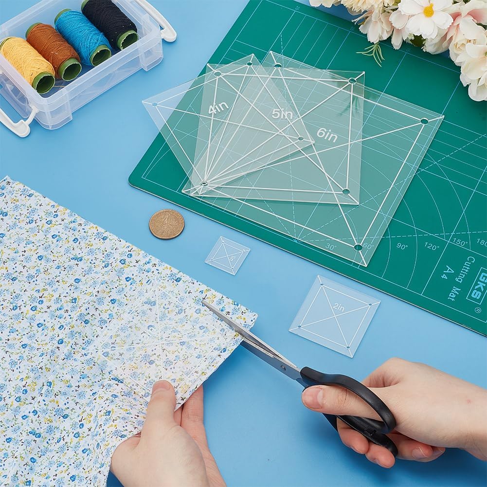 6 Piece Square-Quilting Templates Acrylic Patchworks Cutting Rulers Set Precision-Patchworks High-Visibility Sewing Guides Ruler