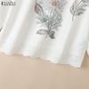 ZANZEA Women Loose Casual Round Neck Long Sleeve Print Blouse