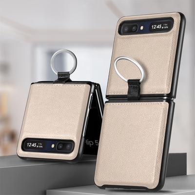 Schlanke Fingerringhalter-Ledertasche für Samsung Galaxy Z Flip 3 Flip4 Flip 4 Flip3 5g Anti-Drop-Falt-Handy-Abdeckung Fundas