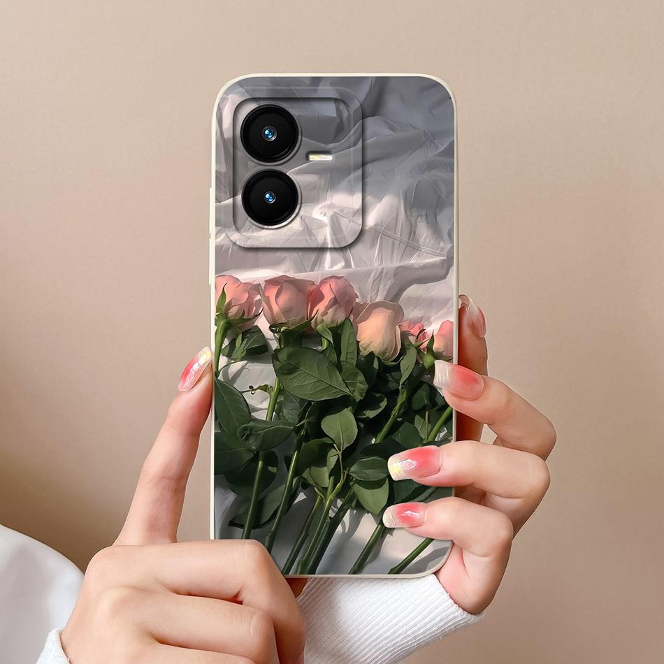Case For Vivo Y22 Y22S Cover Camera Lens Protector For Vivo Y 22 Soft Liquid Silicone Cartoon Phone Back Covers For Women Man