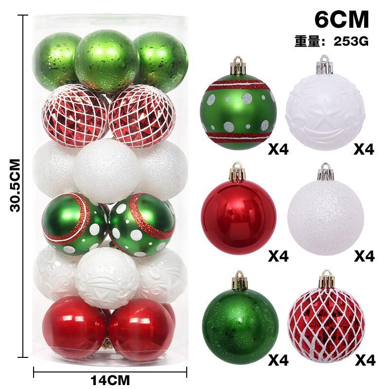 6cm Christmas Balls Set 24Pcs Electroplated Glitter Ornaments Xmas Tree Decor