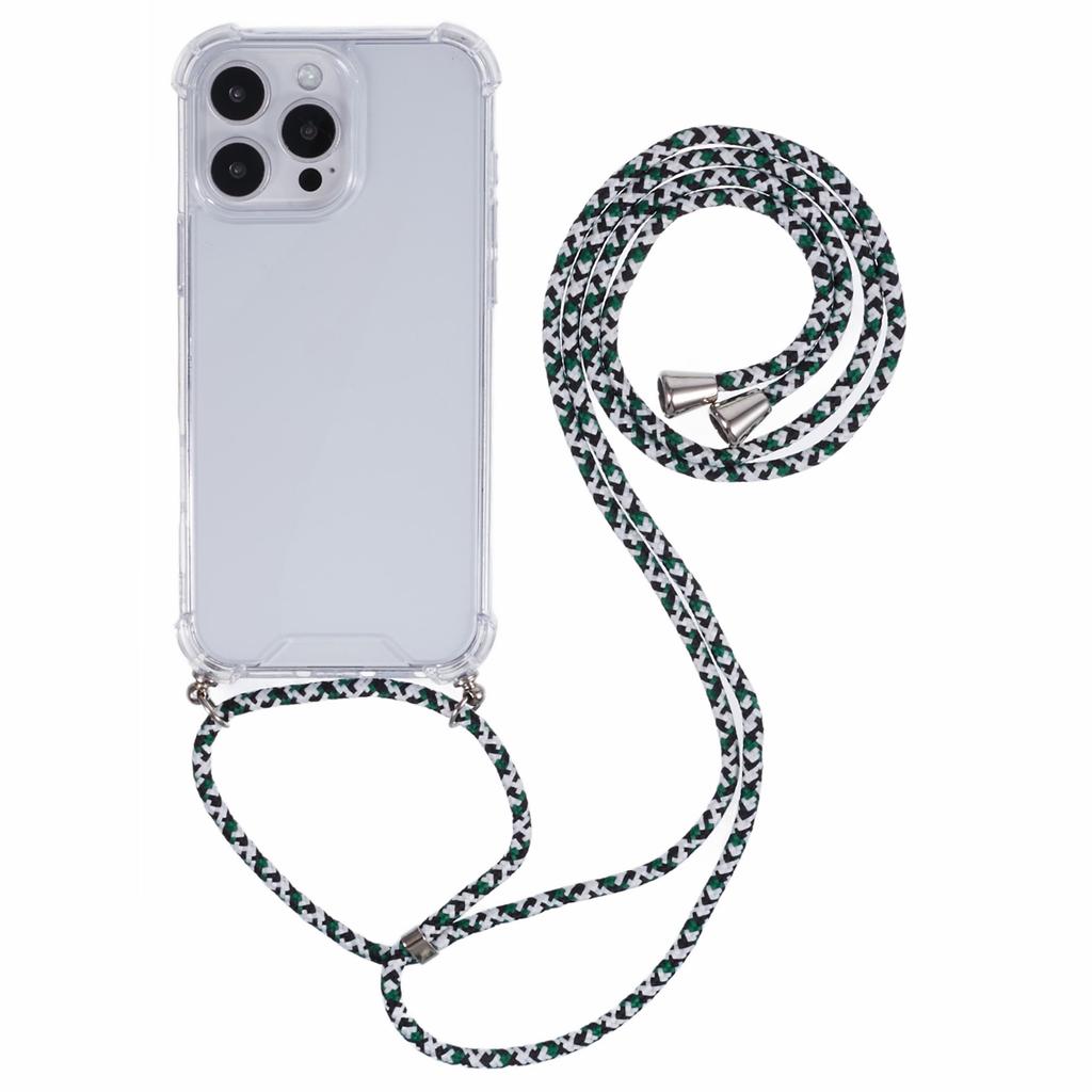 Etui na iPhone 16 Pro Wzmocnione 4 rogi Akrylowe+TPU Pokrowiec na telefon z regulowaną smyczą