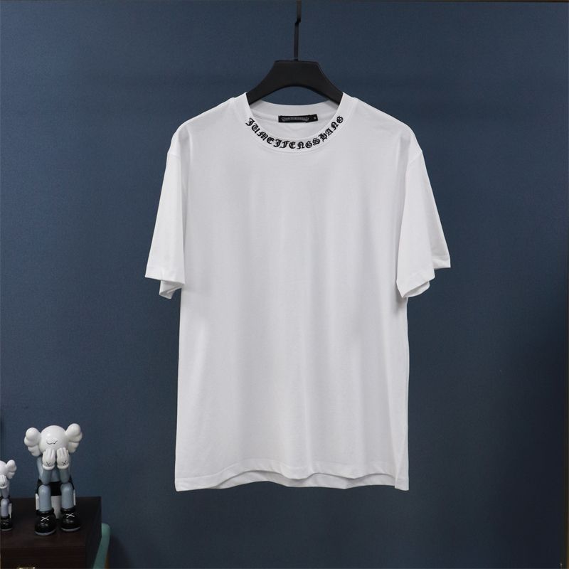 

European and American Street Style Fashion Brand Sanskrit Letter Short Sleeve Neckline White (small label) L (70.00 kg-80.00 kg