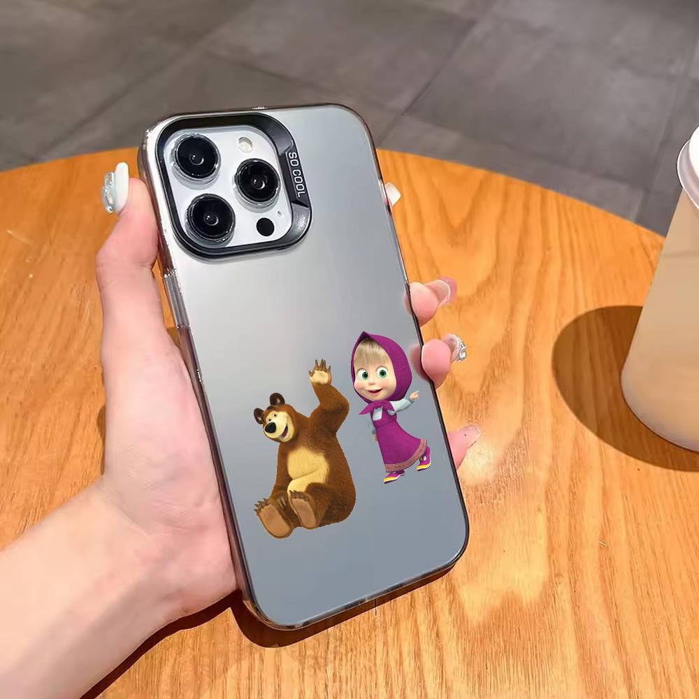 

C-Милая М-М-М-Маша и Медведи Чехол для Телефона Для iPhone17,16,15,14,13,12,11 Plus,Pro Max Конфетный Серебряный Внутренний Чехол iPhone11PROMAX