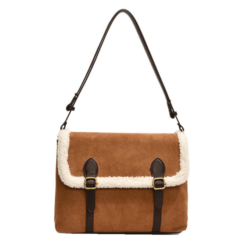 Premium autumn and winter lamb wool bag women's 2025 new trendy shoulder bag ins niche leopard print messenger bag