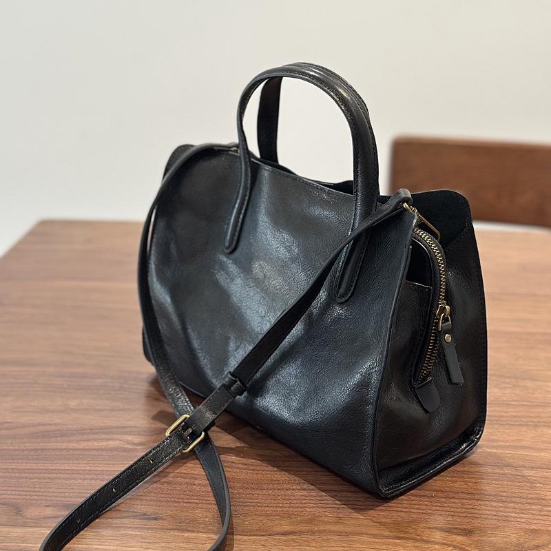2025 Spring Casual Women's Genuine Leather Tote: Versatile Cowhide Shoulder/Crossbody Handbag