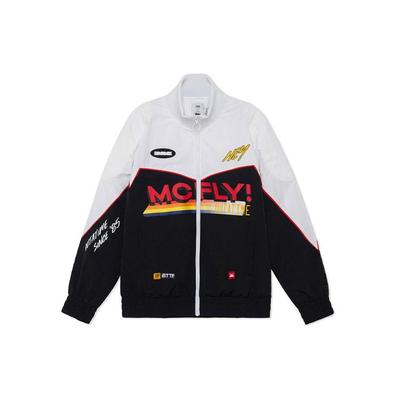 Zurück in die Zukunft Kollaboration 3D Buchstaben Print Colorblock Locker Sportjacke Herren Jacke Schwarz AJDR465-2