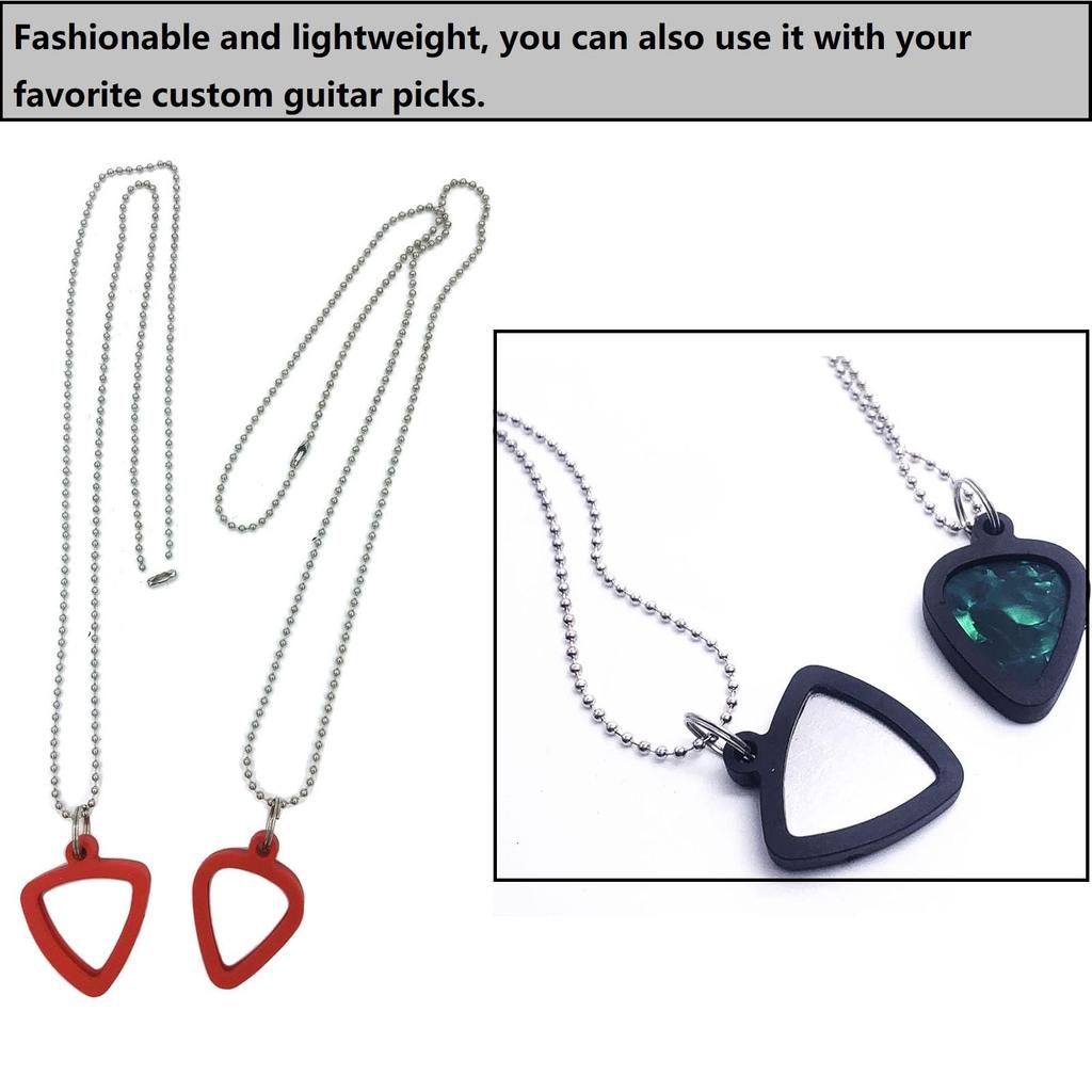 TUOREN Guitar Pick Holder Set of Includes 3 Stainless Steel Picks and 3 Colorful Celluloid Perfect for Electric and Ukulele Guitarist Pick Storage Red