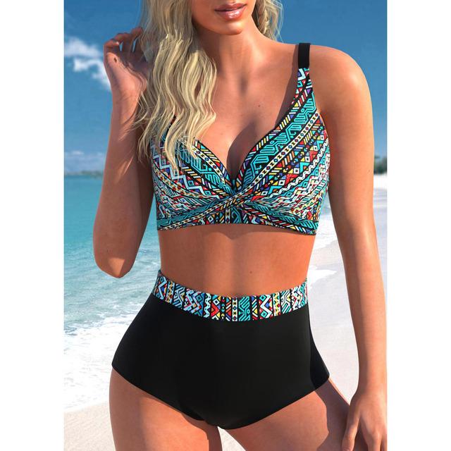 Damski Seksowny Strój Kąpielowy Bikini w Stylu Vintage Nowy Wzór Nadruk Kostium Kąpielowy Letni Kostium Kąpielowy Zestaw Dwuczęściowy Odzież Plażowa Damski Strój Kąpielowy