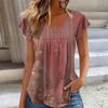 Women's Short Sleeve Tunic Loose Tops Casual Plus Size Tops Pleated Tunic Button Down Casual Summer Spring T-Shirts Tops For Women