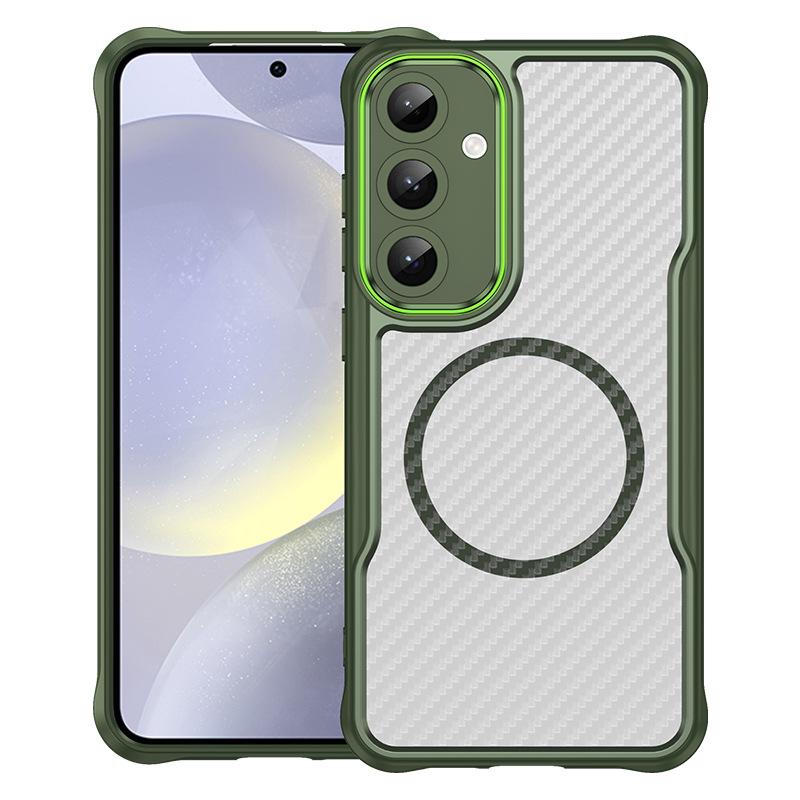 Samsung Galaxy S24 Plus Case, Magnetic Carbon Fiber Transparent Phone Case Cover for Samsung Galaxy S24 Plus