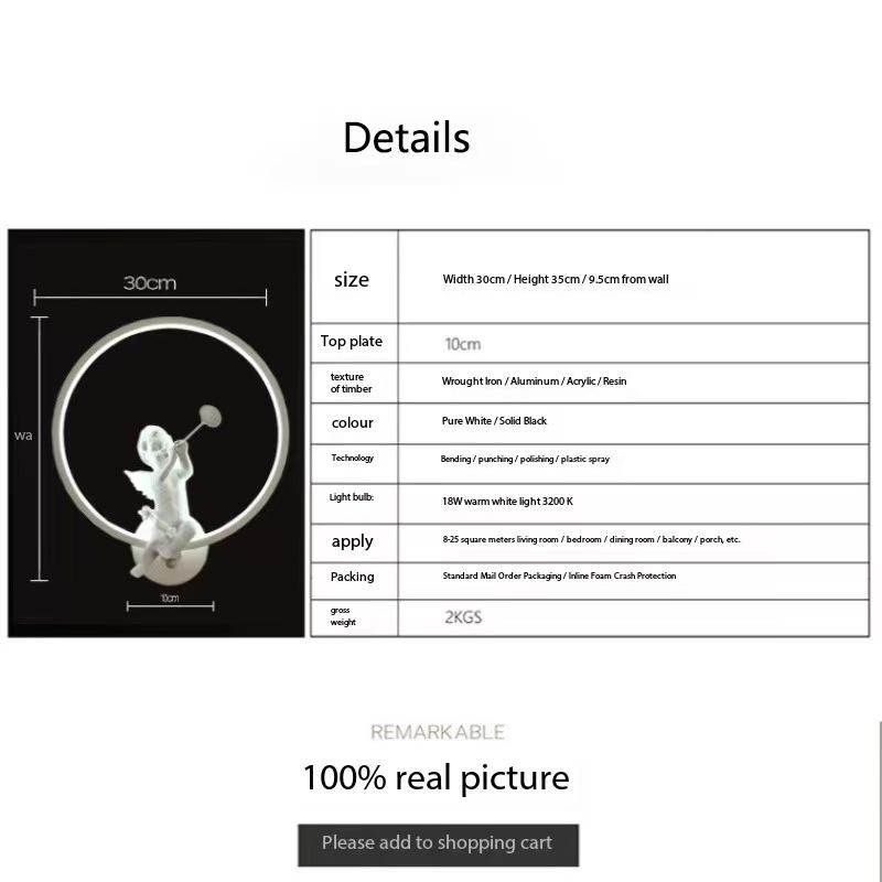 Nordic angel wall lights LED wall mounted modern home decoration living room bedroom bedside children's room creative wall lamp