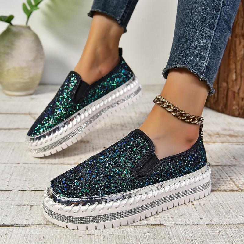 

Весенне-осенние новые женские туфли-качалки на платформе, удобная повседневная обувь, женские туфли, блестящие, на одном педале, ленивые одинарные туфли 40 темно-зеленого