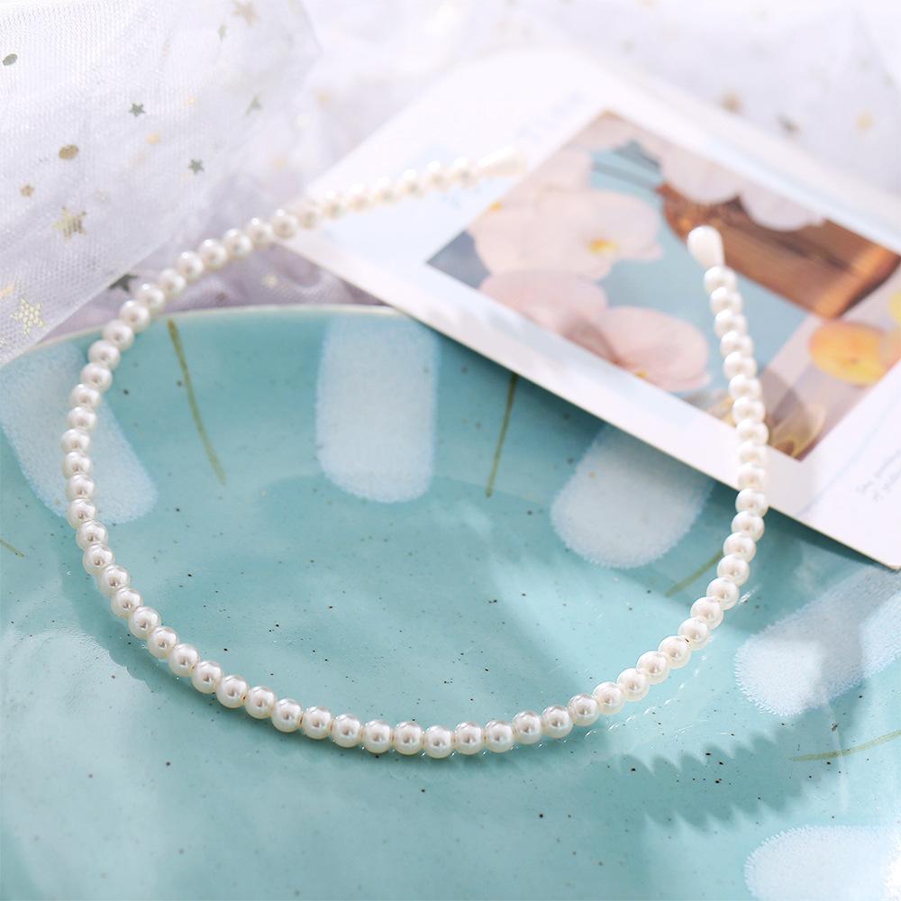 Modyle Fashion Full Pearl Hairbands Elastic Flower Women Hair Hoop Bands Headband Bezel Girls Hair Accessories Headdress