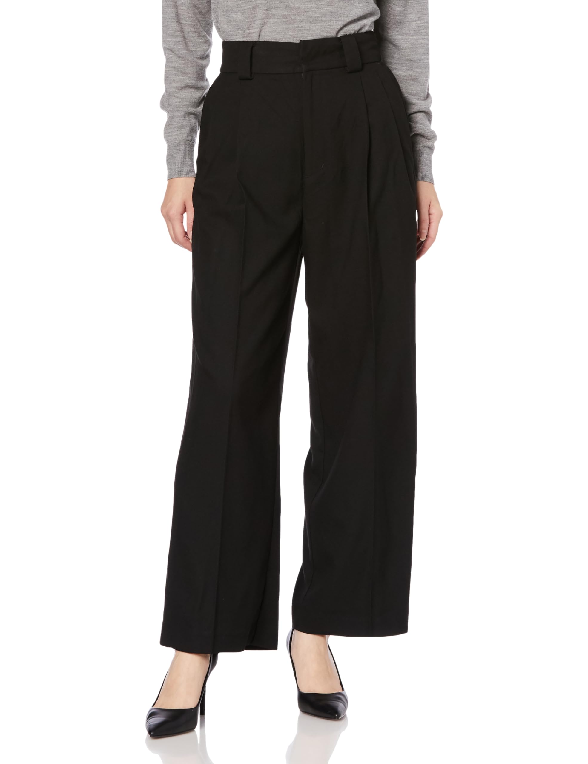 Bis Wide Black Main Size M Suitable for Women s 2-Tuck Pants, (01), (BVS63050), Set-Ups