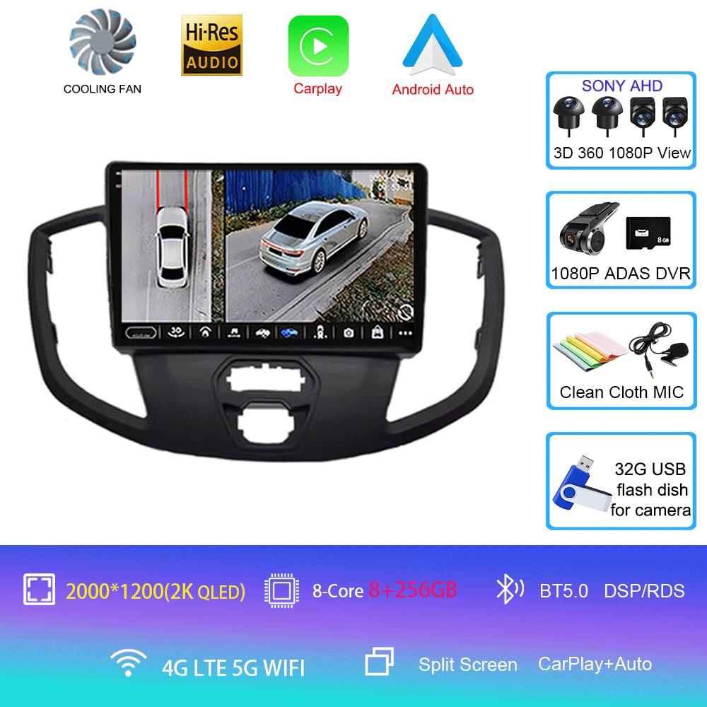 Android 14 Car Radio For Ford Transit 2015 - 2018 Multimedia Video Player Navigation GPS Carplay Android Auto 5G WIFI DSP BT5.0