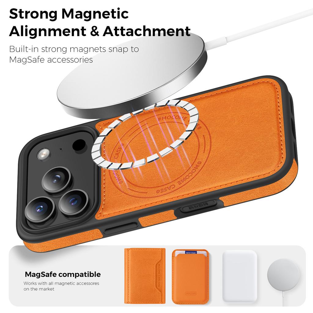 For iPhone 17 Pro Case Compatible with MagSafe Leather Back Phone Cover