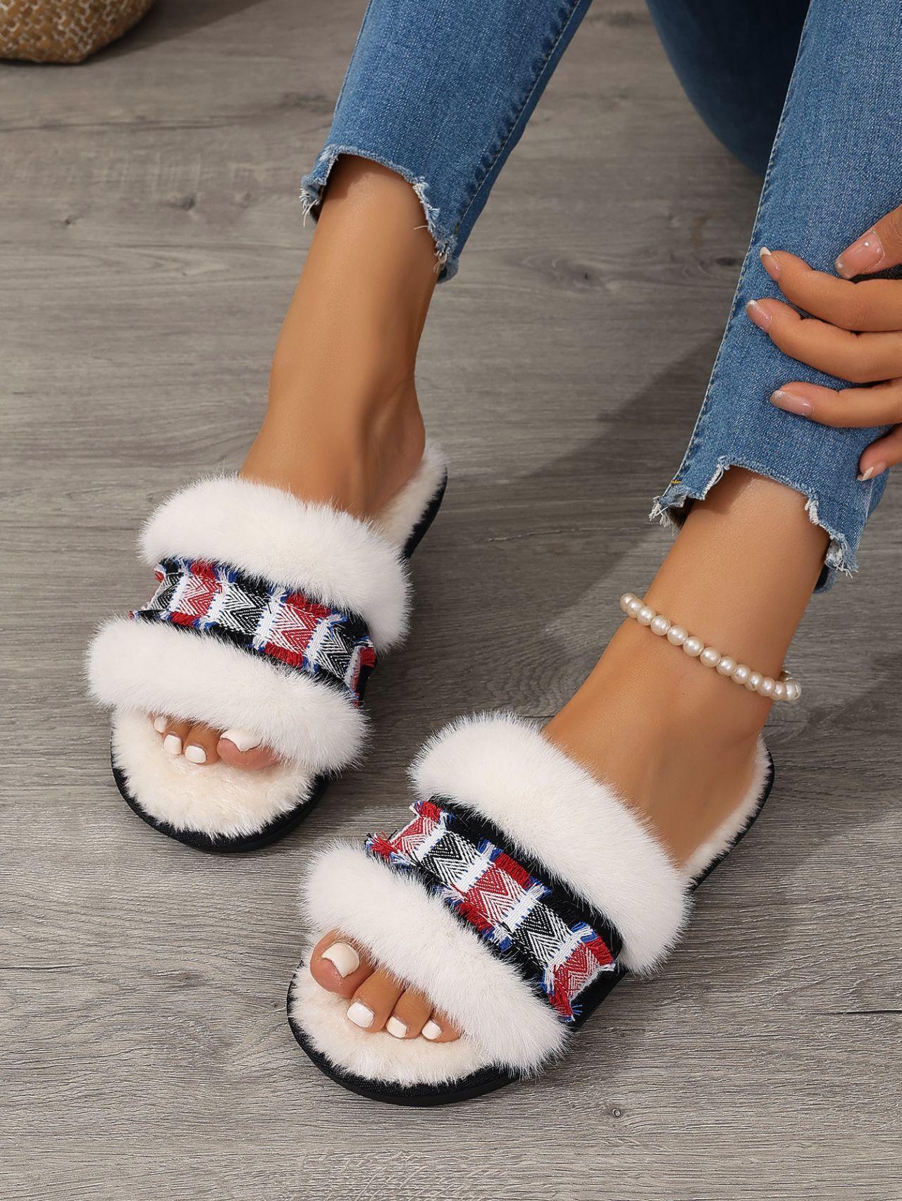 

2024 французские зимние женские тапочки нескользящие удобные плоские женские туфли домашние теплые женские меховые тапочки универсальные Zapatos De Mujer 43 красный