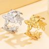 Versatile Flower Stainless Steel Adjustable Gold-Plated Ring - Fashion Accessory