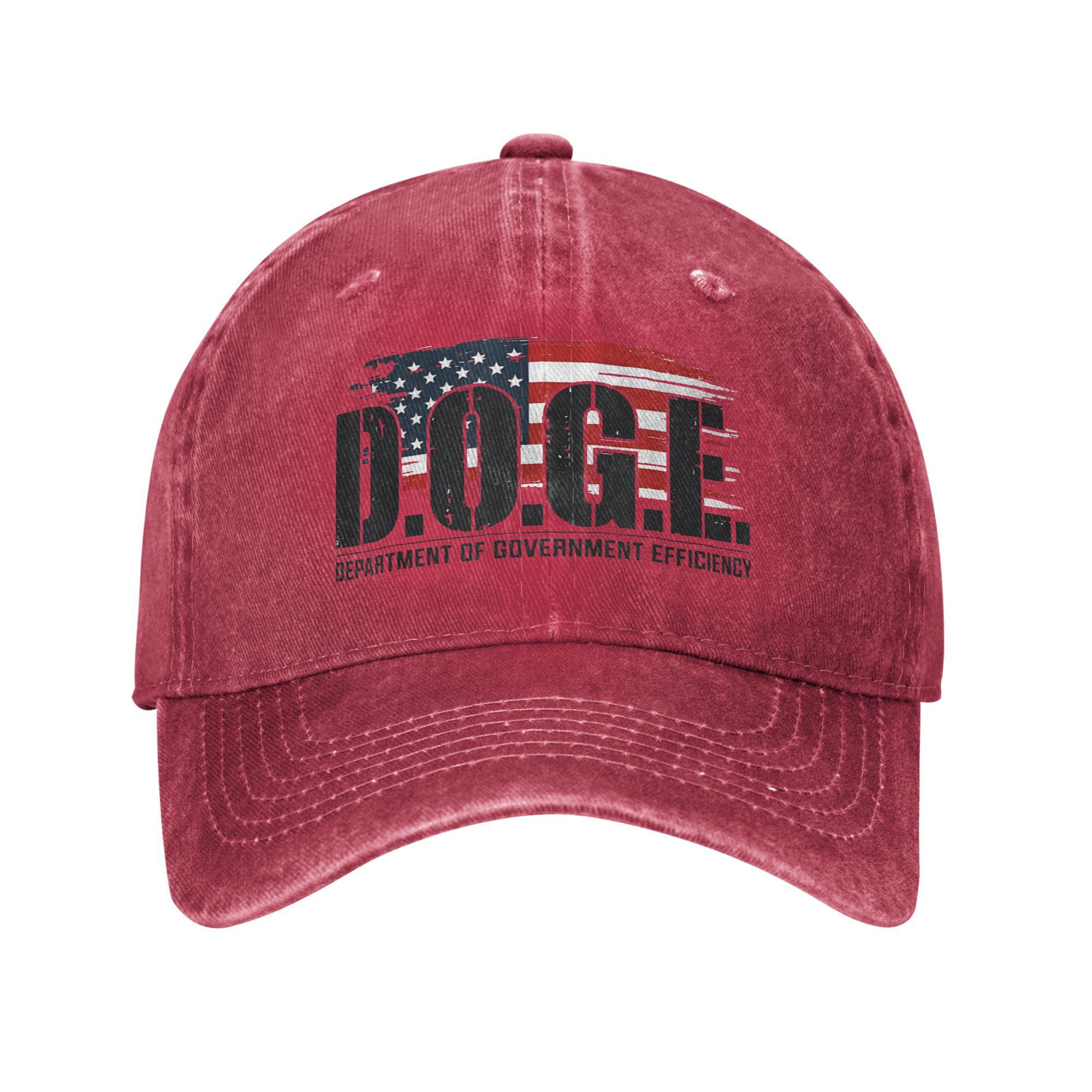 DOGE D.O.G.E. Департамент Правительственной Эффективности Бейсболки Потертая Выстиранная Повседневная Уличная Дорожная Регулируемая Кепка Снэпбэк Adjustable