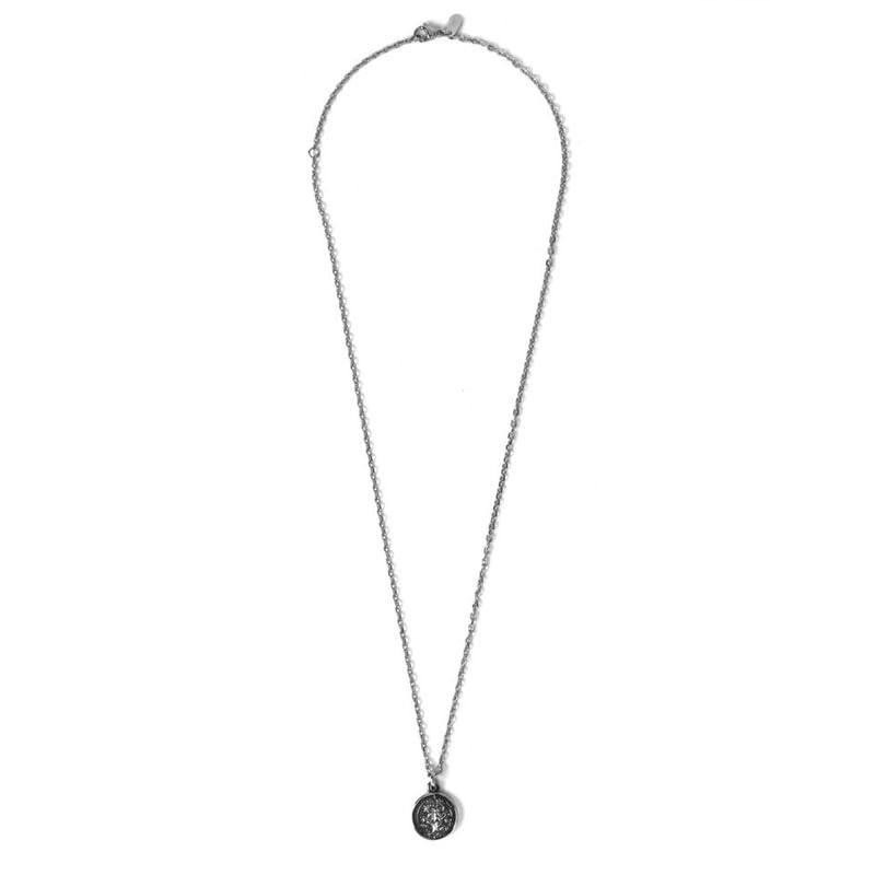 Lion Heart Men's Lion Coin Necklace, Pre-Wrapped, Czech Gold Coin, 316L Surgical Stainless Steel, Silver, Hypoallergenic, Includes Custom Pouch.