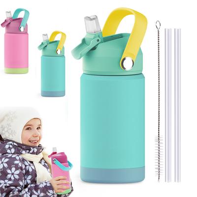 12 Oz Stainless Steel Insulated Water Bottle for Children, Leak Proof Toddler Cup with Straw Lid, Unisex Children's Water Bottle