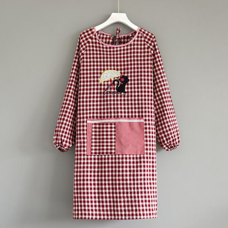 Korean Style Long Sleeve Oil-Proof Cotton Apron for Women and Men – Cute and Fashionable Kitchen Smock for Summer