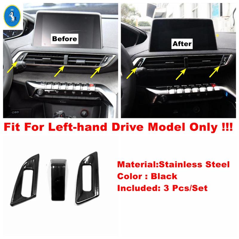 Auto Glove Storage Box / Air AC Outlet Vent / Water Cup Holder Panel Cover Trim Accessories For Peugeot 3008 5008 GT 2017 -