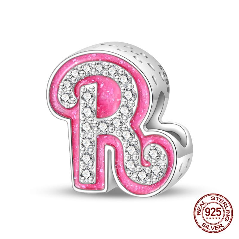 Authentic Pink Charm Bead Charms Bead Charms Copper 26 Letter Charm Bead Charms Compatible With Authentic Bracelets Do It Yourself Jewellery Making Wo