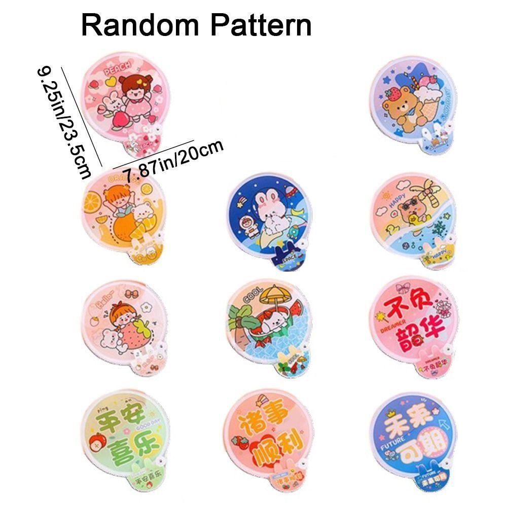 5Pcs Decorative Round Pocket Fan Cartoon Cool Fan Portable Hand Fan  Student