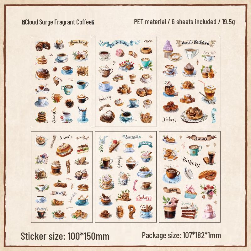 Yue Zhen Retro Coffee House Journal Stickers - Waterproof PET Film-Cut Set