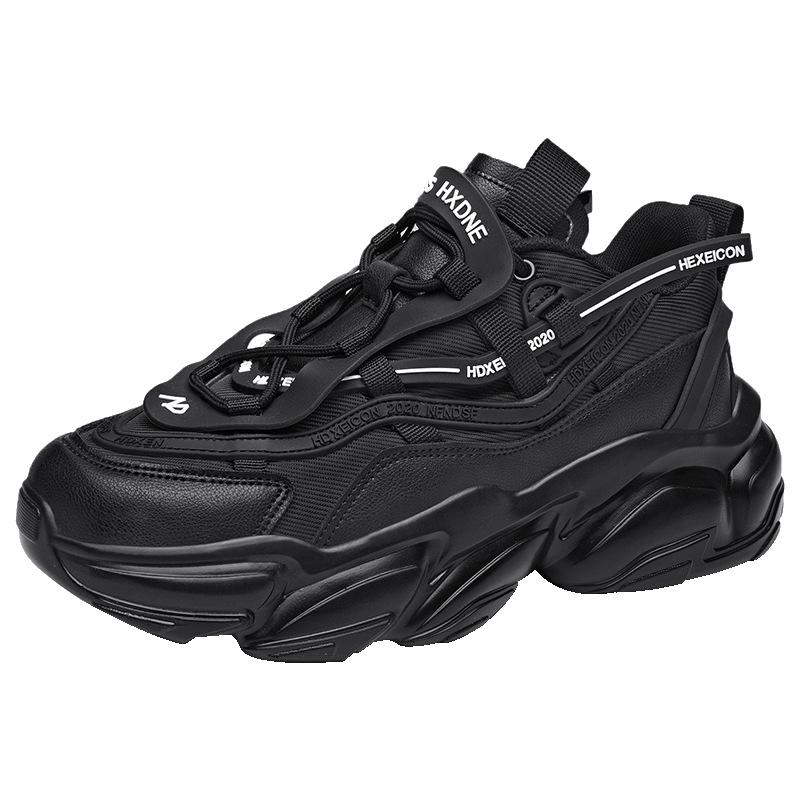 Thick-soled Heightening Dad Shoes for Men and Women Ins Spring and Summer New Leather Mesh Versatile Shoes Casual Sports Shoes