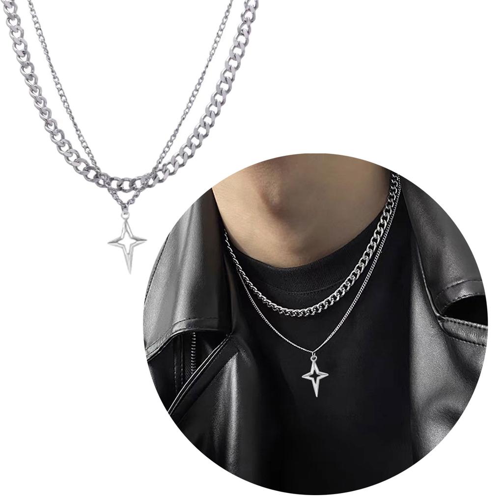 Stylish Zinc Alloy Necklace With Star Pendant Adjustable Chain Lightweight Neckchain Unisex Jewelry Gift