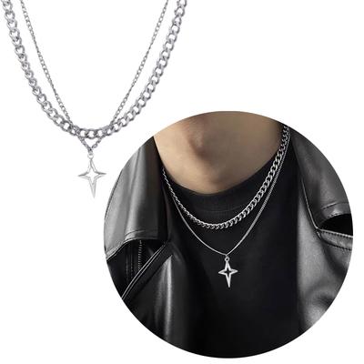 Stylish Zinc Alloy Necklace With Star Pendant Adjustable Chain Lightweight Neckchain Unisex Jewelry Gift