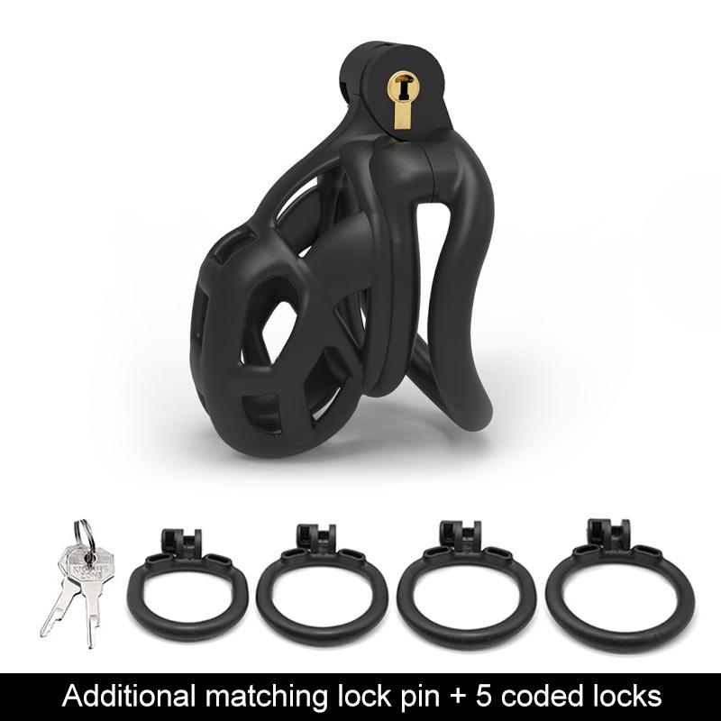 Men's Resin Nylon Chastity Belt Set with 4 Cock Penis Rings Sleeve Lock Cobra Cock Cage with Keys Male Extreme Bondage Sex Toys