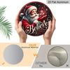 2D Flat, 1pc Round Aluminum Hanging Sign, Dark Snowy Background Classic Santa Claus Snowflake Believe Cursive Print, Farmhouse Front Porch Patio Yard