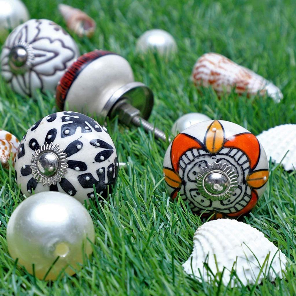 Vintage Kolorowe Ceramiczne Uchwyty do Szuflad Gałki i Uchwyty do Drzwi do Szafek Elementy Okucia do Dekoracji Wnętrz Domu Wielokolorowe) ( Paczka 6
