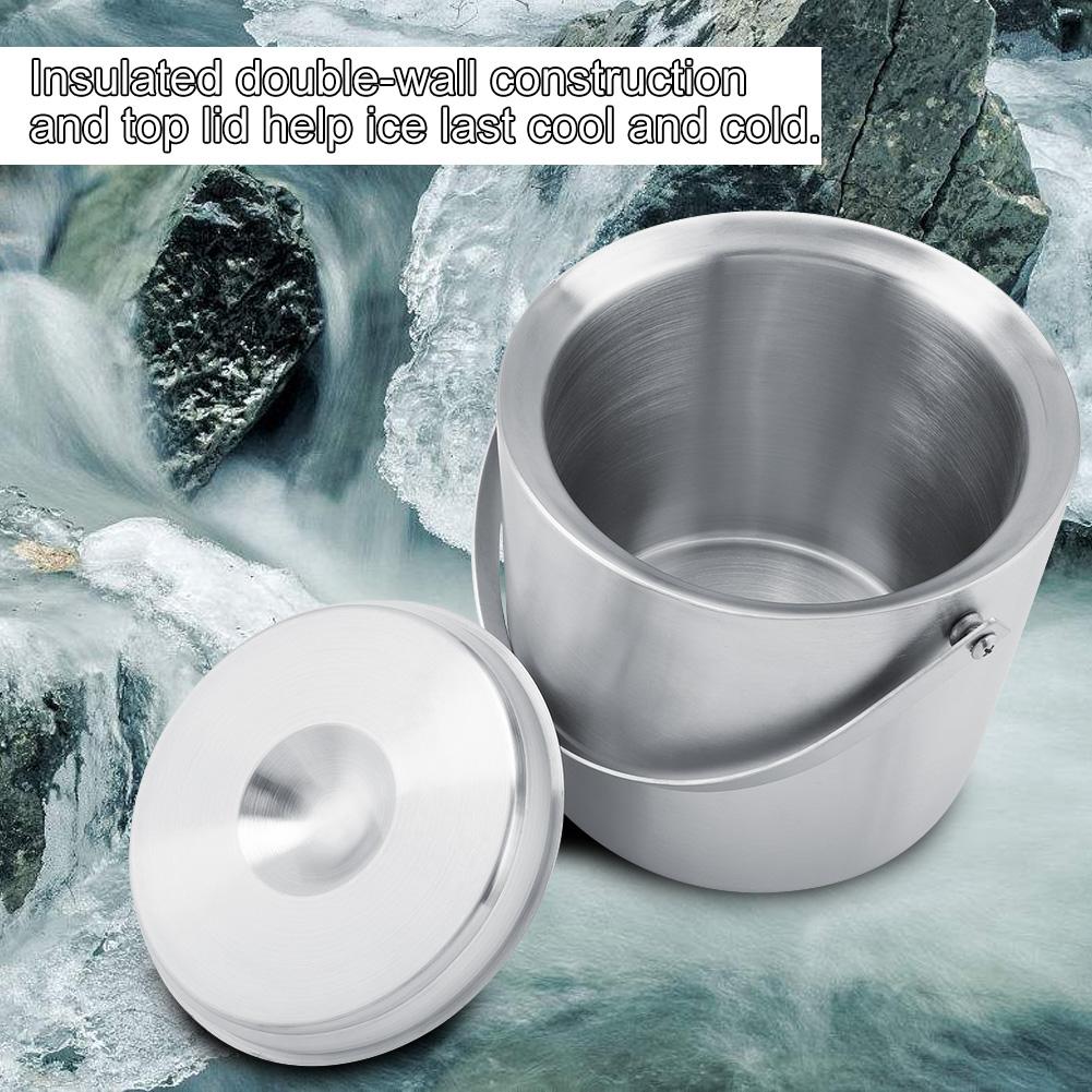 

Stainless Steel Double Walled Ice Bucket with Cover for Wedding Parties (3L)
