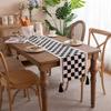 Geometric Fringed Dining Table Tablecloth Polyester Color Woven Jacquard Black And White Checkerboard Flower Table Flag
