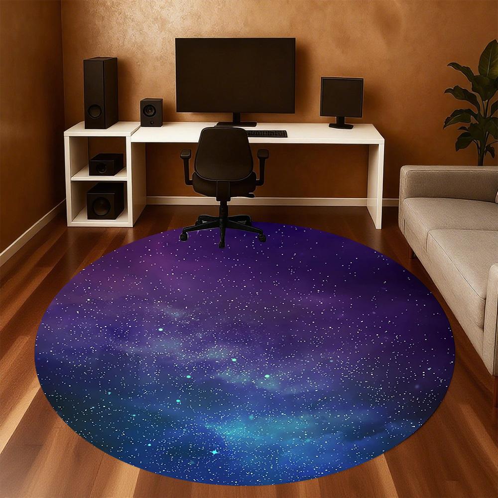 1pc Galaxy Nebula Round Chair Mat Area Rug - Non-Slip, Floor Mat for Office, Bedroom, Home Decor Christmas Gift P0811154