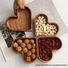 Heart-Shaped Solid Wood Dried Fruit and Snack Storage Tray