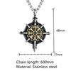 Retro Gold Vikings Compass Necklace Men Stainless Steel Norse Rune Amulet Pendant Vegvisir Jewelry